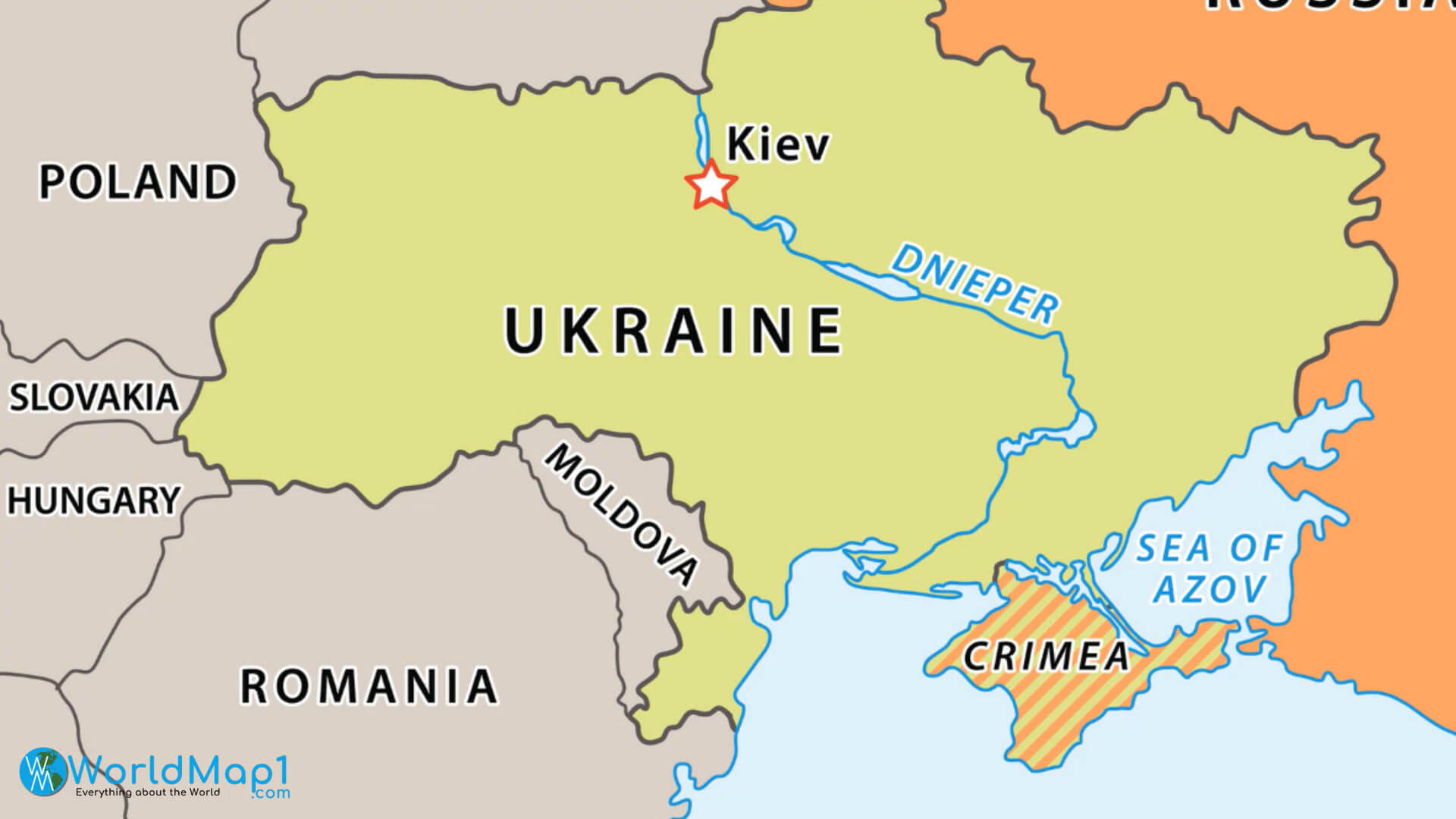 Carte de Kiev et du Dniepr